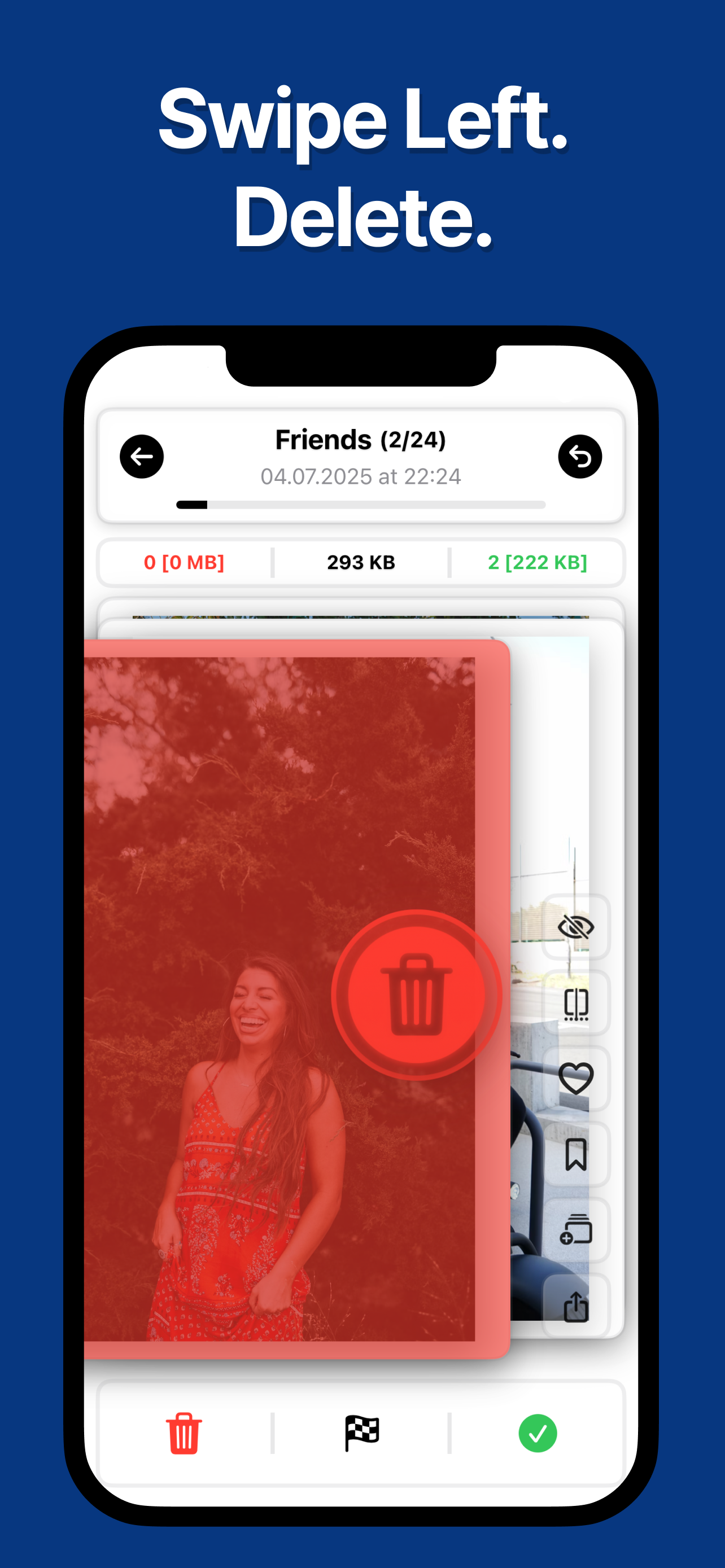 Delete a photo with a swipe left